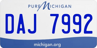 MI license plate DAJ7992