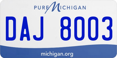 MI license plate DAJ8003