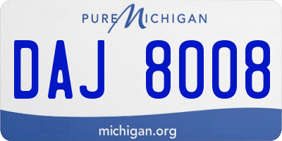 MI license plate DAJ8008