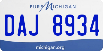 MI license plate DAJ8934