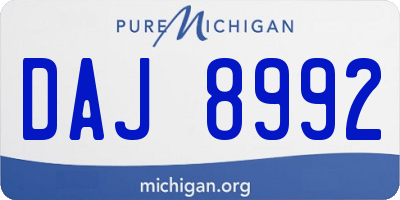 MI license plate DAJ8992