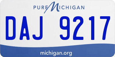 MI license plate DAJ9217
