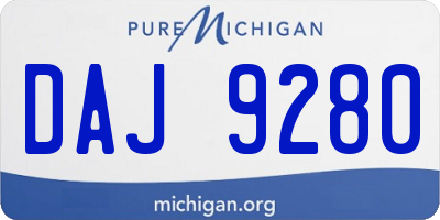 MI license plate DAJ9280