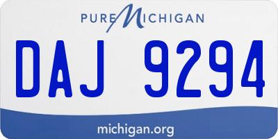MI license plate DAJ9294