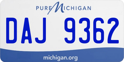MI license plate DAJ9362