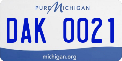 MI license plate DAK0021