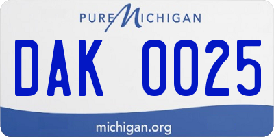 MI license plate DAK0025