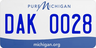 MI license plate DAK0028