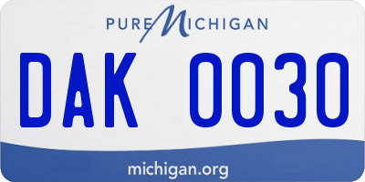 MI license plate DAK0030