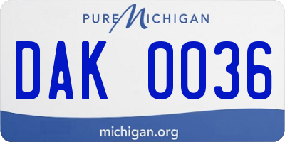 MI license plate DAK0036