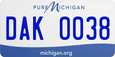 MI license plate DAK0038