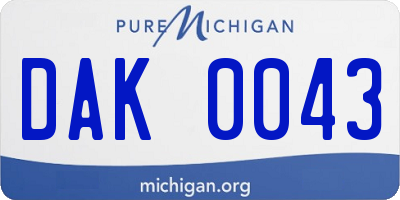 MI license plate DAK0043