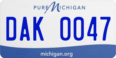 MI license plate DAK0047