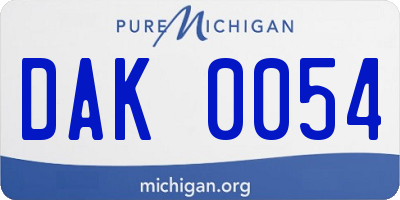 MI license plate DAK0054