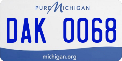 MI license plate DAK0068
