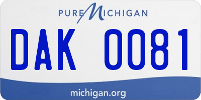 MI license plate DAK0081