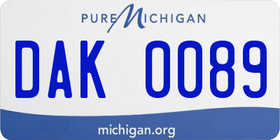 MI license plate DAK0089
