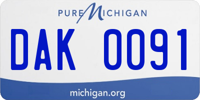 MI license plate DAK0091