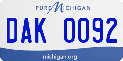 MI license plate DAK0092