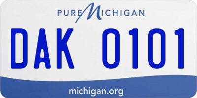 MI license plate DAK0101