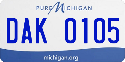 MI license plate DAK0105