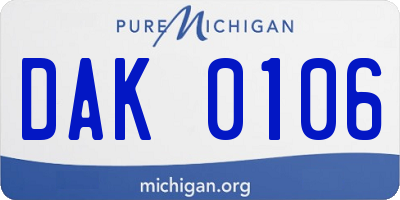 MI license plate DAK0106