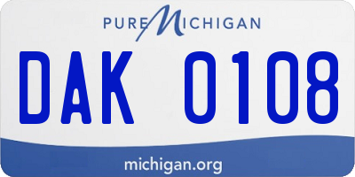 MI license plate DAK0108