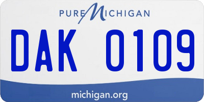 MI license plate DAK0109