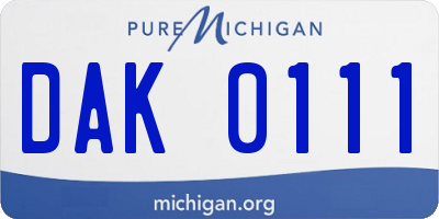 MI license plate DAK0111
