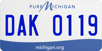 MI license plate DAK0119