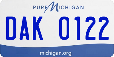 MI license plate DAK0122