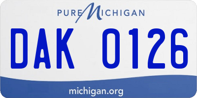 MI license plate DAK0126
