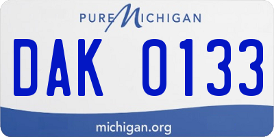 MI license plate DAK0133