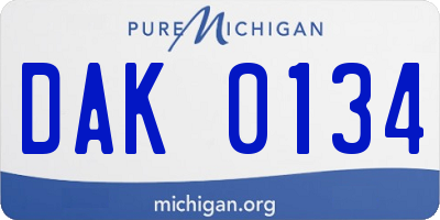 MI license plate DAK0134