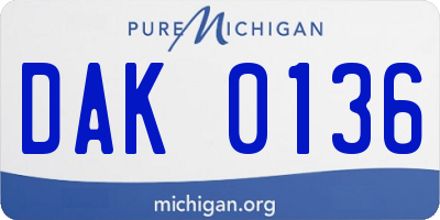 MI license plate DAK0136