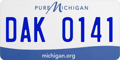 MI license plate DAK0141