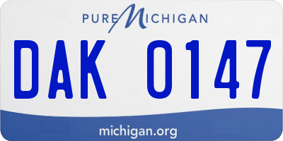 MI license plate DAK0147
