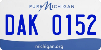 MI license plate DAK0152