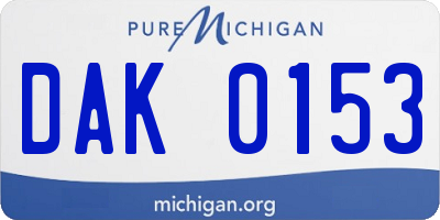 MI license plate DAK0153