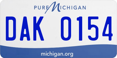 MI license plate DAK0154