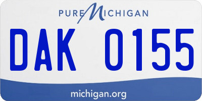 MI license plate DAK0155