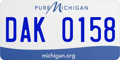 MI license plate DAK0158