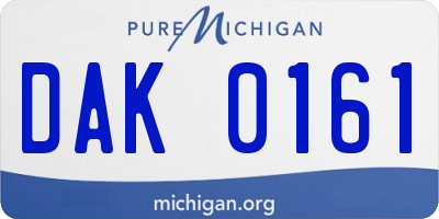 MI license plate DAK0161
