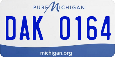 MI license plate DAK0164