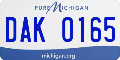 MI license plate DAK0165