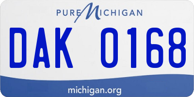 MI license plate DAK0168