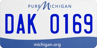 MI license plate DAK0169