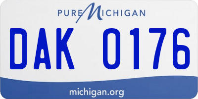 MI license plate DAK0176
