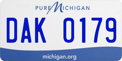MI license plate DAK0179