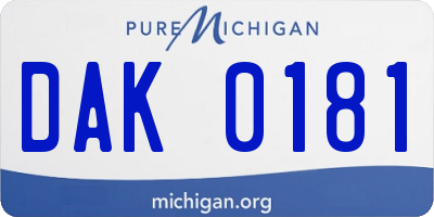 MI license plate DAK0181
